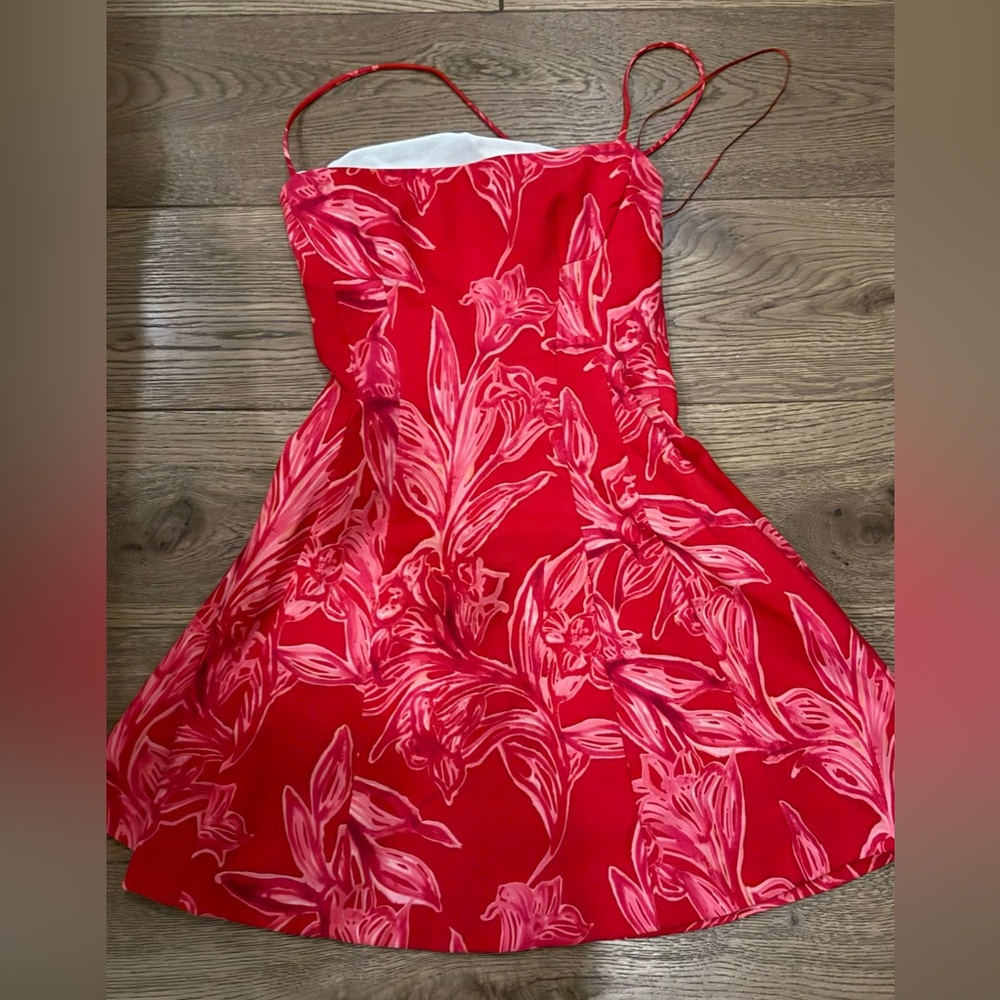 Zara red and pink floral Strappy Dress